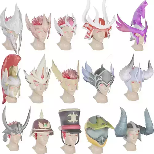 15 STYLIZED HELMET MODELS PACK 1 - Low Poly