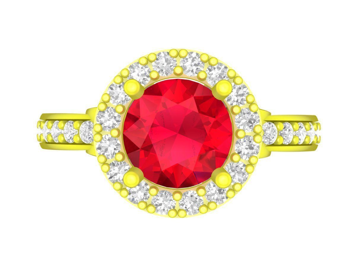 A5268 Luxury Diamond Halo Ring 3D print model_3