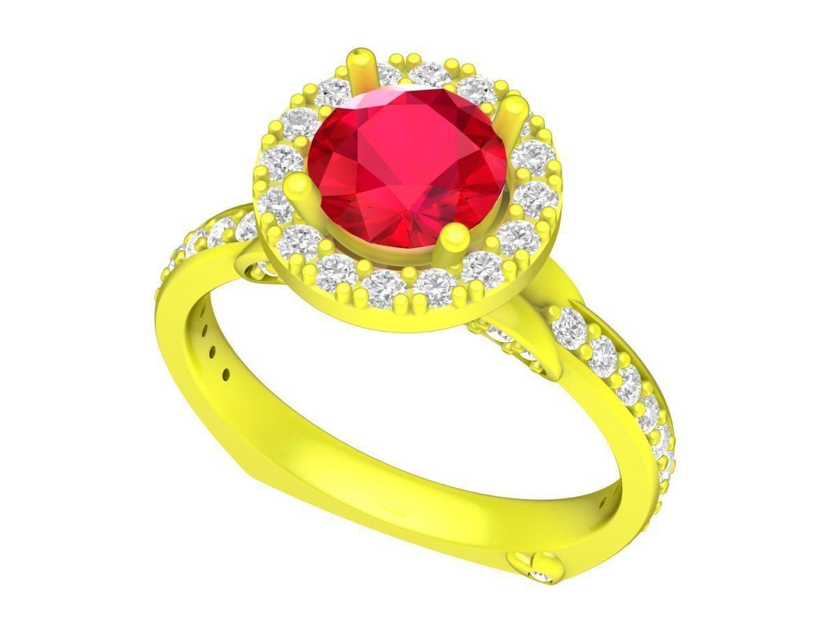 A5268 Luxury Diamond Halo Ring 3D print model_1