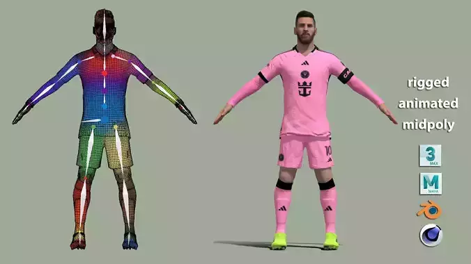 T-Pose rigged Lionel Messi Inter Miami 24-25 3D model