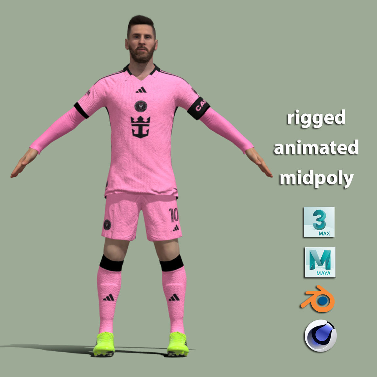 T-Pose rigged Lionel Messi Inter Miami 24-25 3D model_1