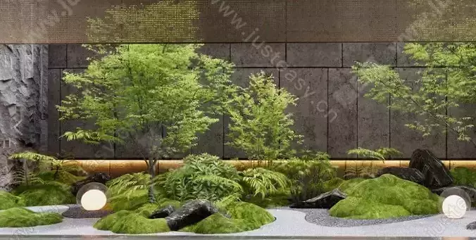 Modern sunken courtyard landscape 3D model
