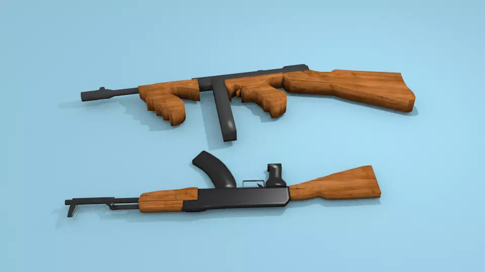 AK-47 Thompson Low-poly Promotion code in discryption 3D model_0