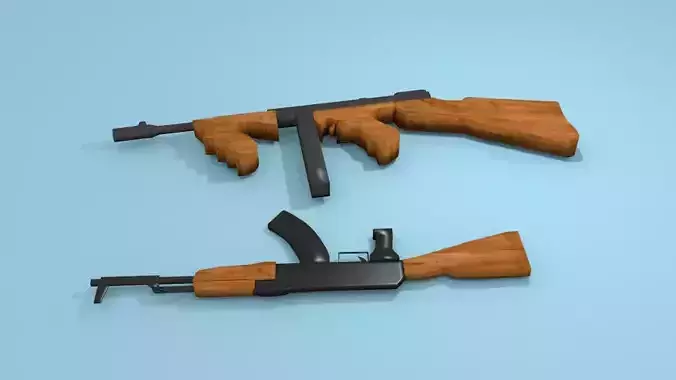 AK-47 Thompson Low-poly Promotion code in discryption 3D model