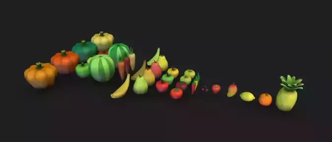 Fruits and Vegetables Low-poly 3D model