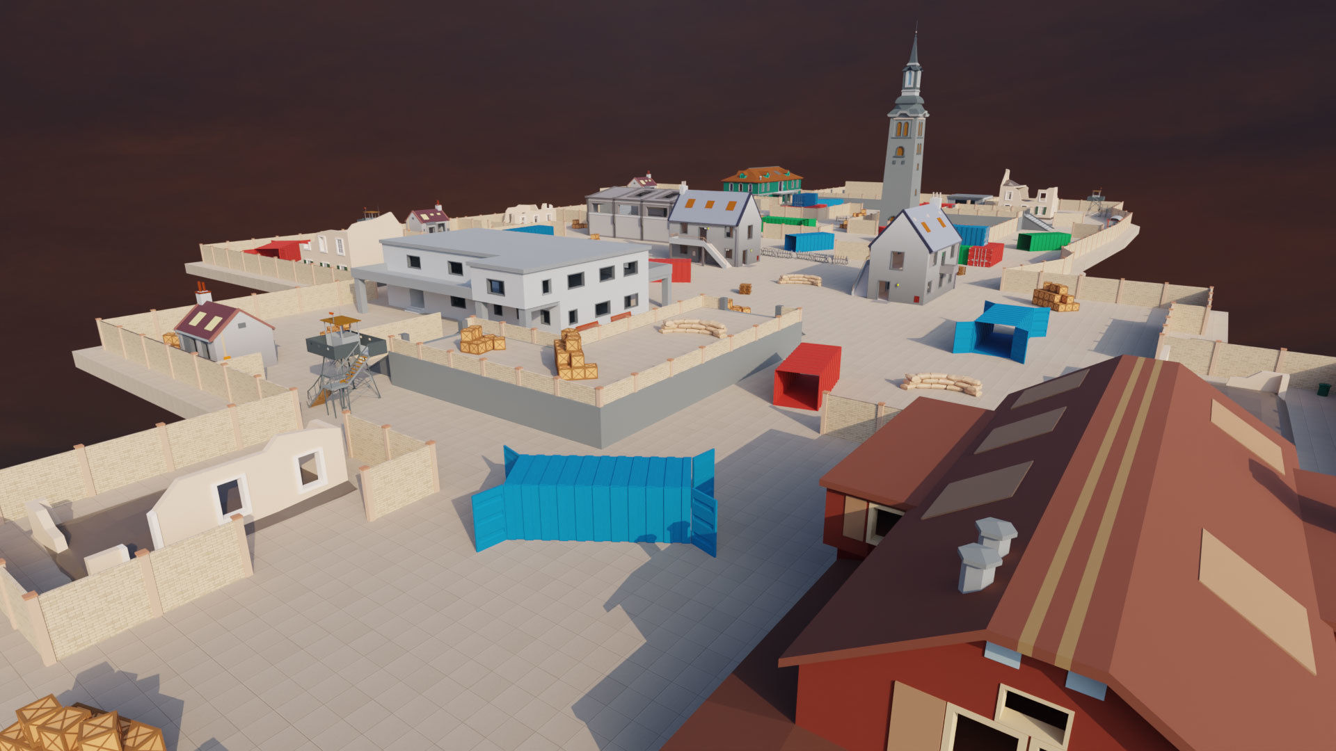 TDM Map 2- 4V4 Battle Royal Game - Low Poly Map Low-poly 3D model_4