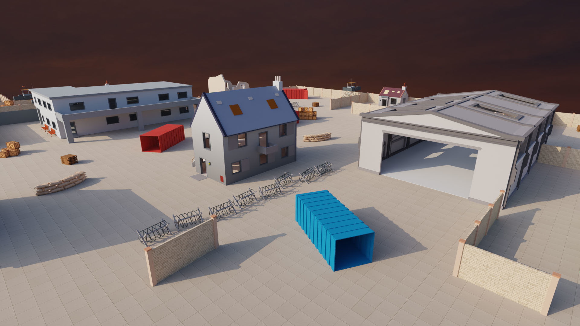 TDM Map 2- 4V4 Battle Royal Game - Low Poly Map Low-poly 3D model_5