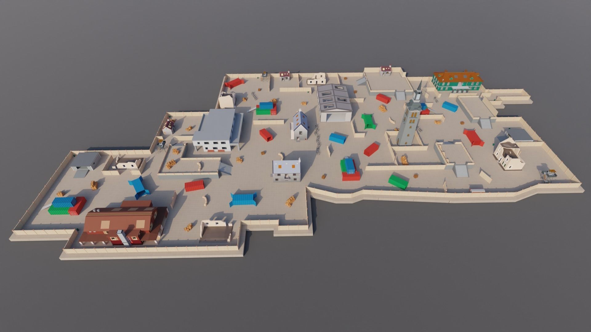 TDM Map 2- 4V4 Battle Royal Game - Low Poly Map Low-poly 3D model_1
