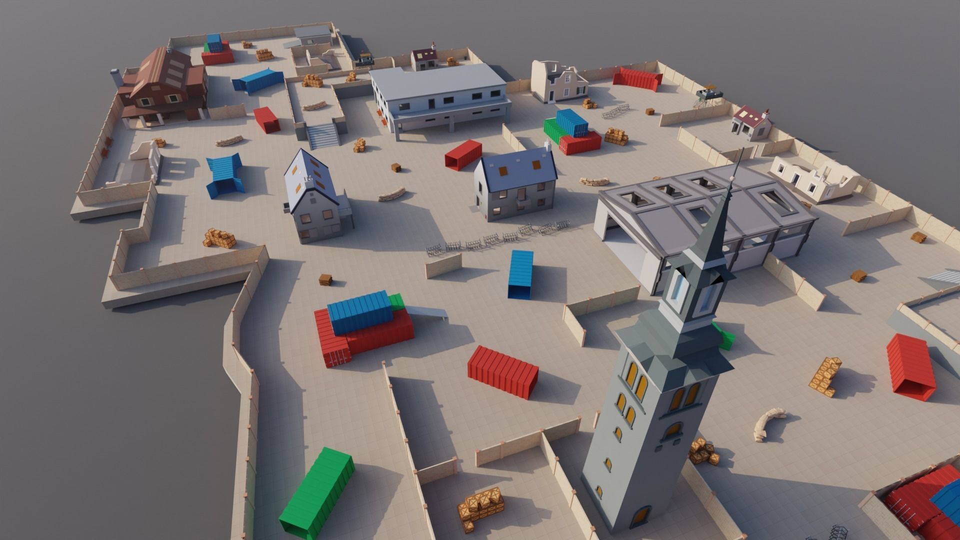 TDM Map 2- 4V4 Battle Royal Game - Low Poly Map Low-poly 3D model_2
