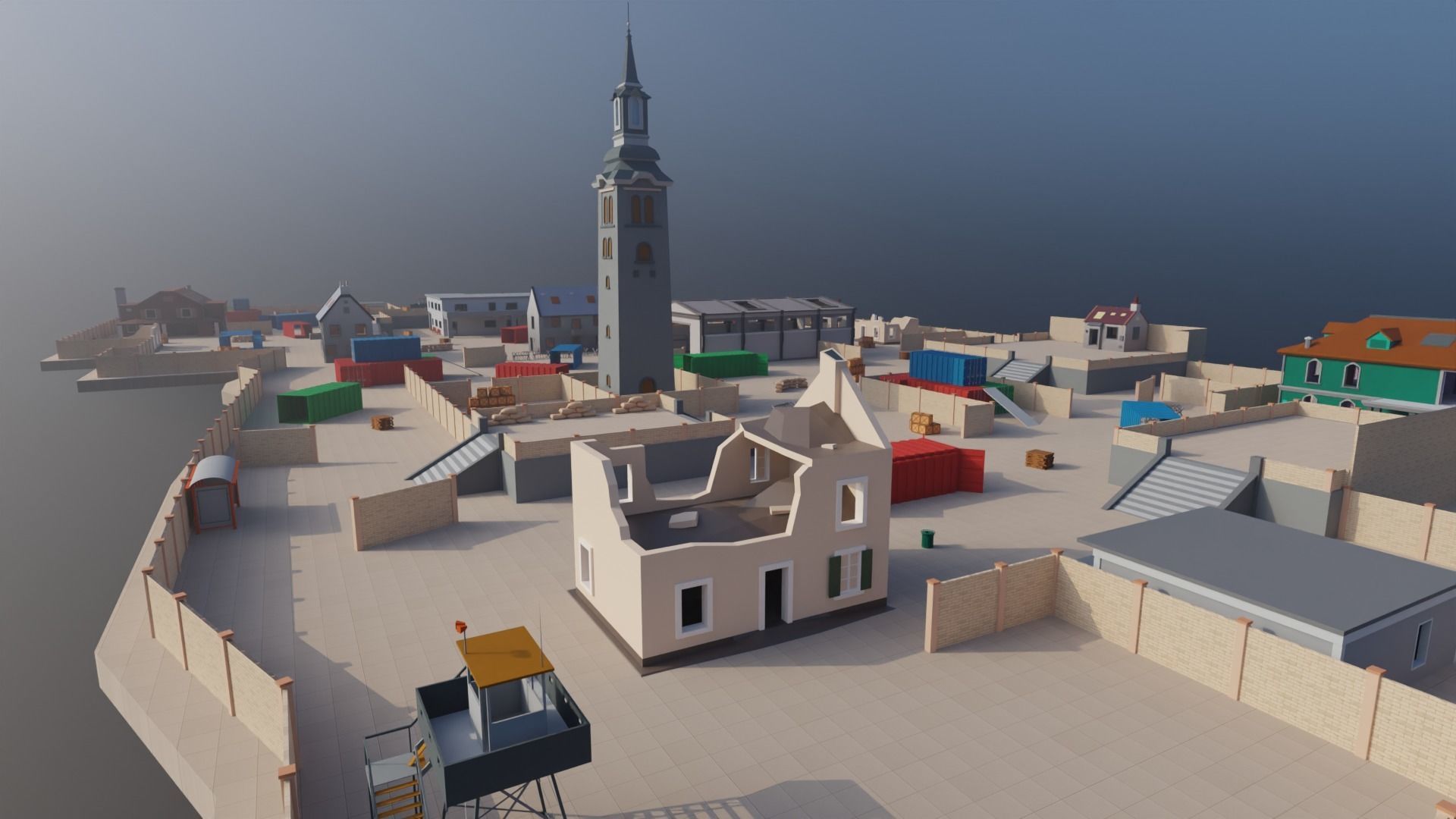 TDM Map 2- 4V4 Battle Royal Game - Low Poly Map Low-poly 3D model_10