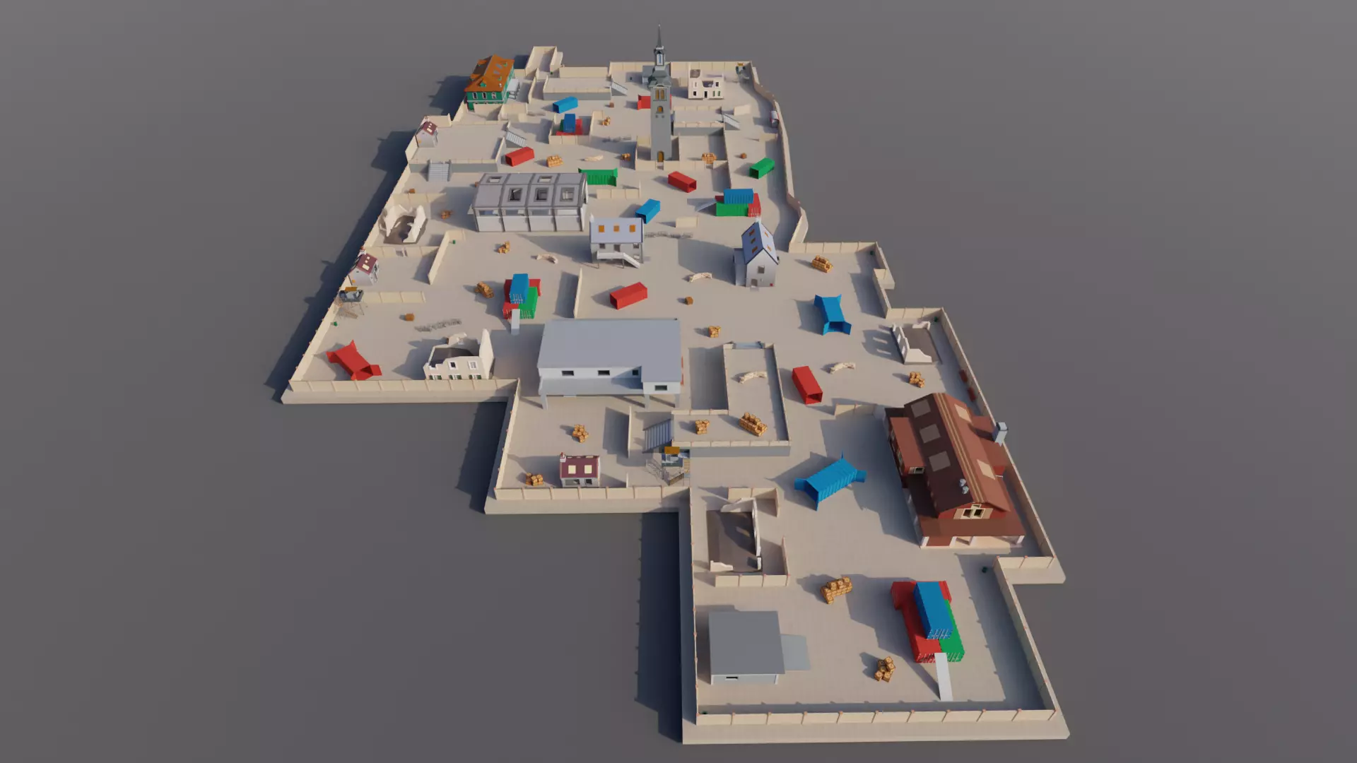 TDM Map 2- 4V4 Battle Royal Game - Low Poly Map Low-poly 3D model_0