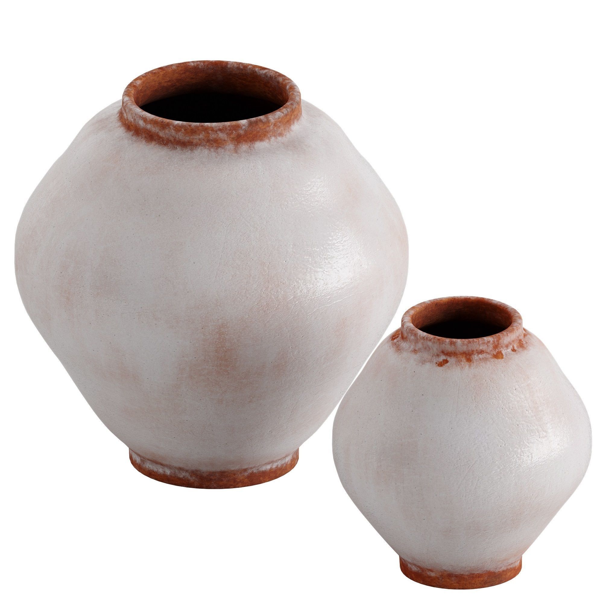 Glazed Handcrafted Terracotta Vases 3D model_1