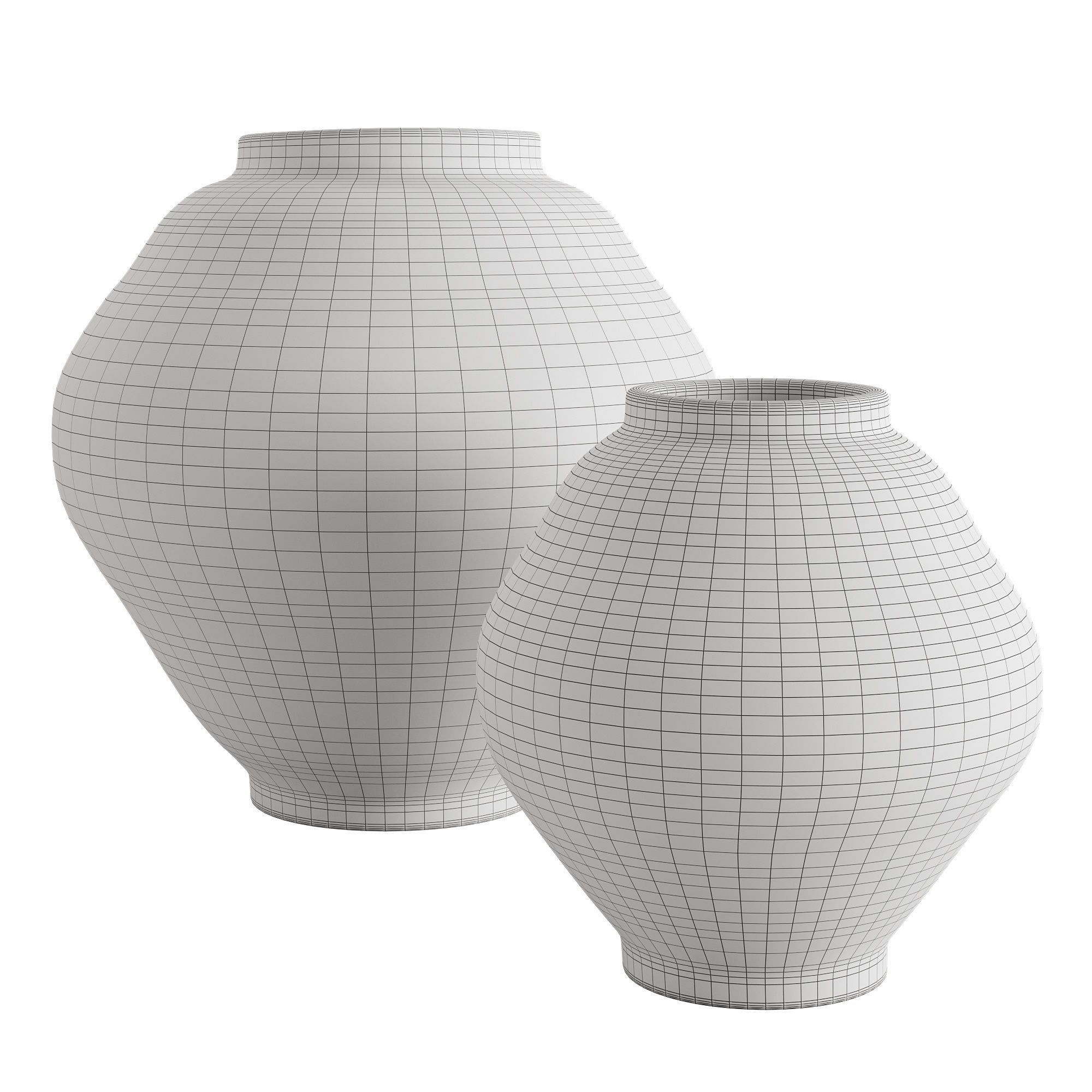 Glazed Handcrafted Terracotta Vases 3D model_2