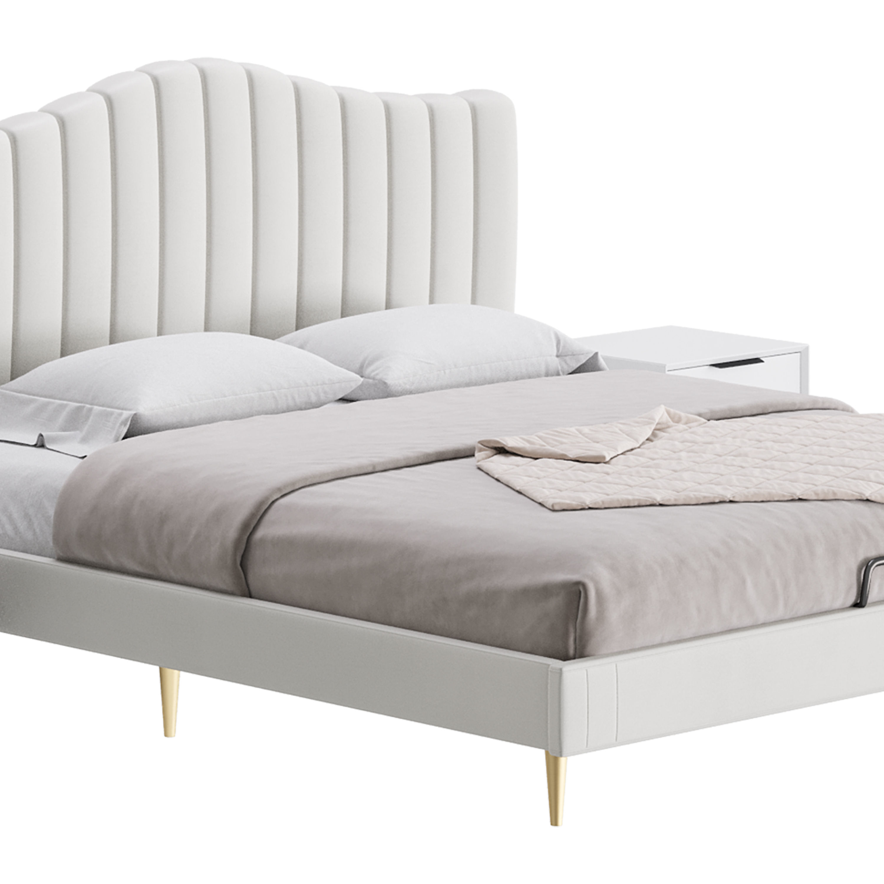 Soild Wood Bed with Camelback Panel Headboard 3D model_7