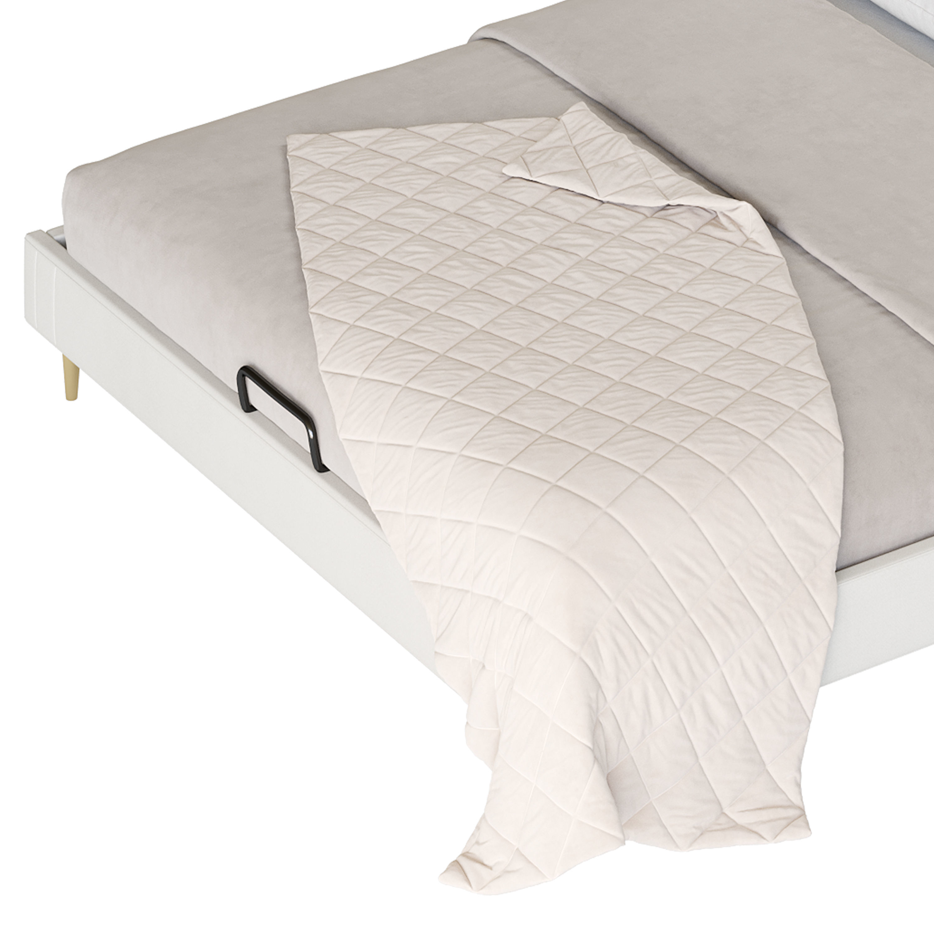 Soild Wood Bed with Camelback Panel Headboard 3D model_1