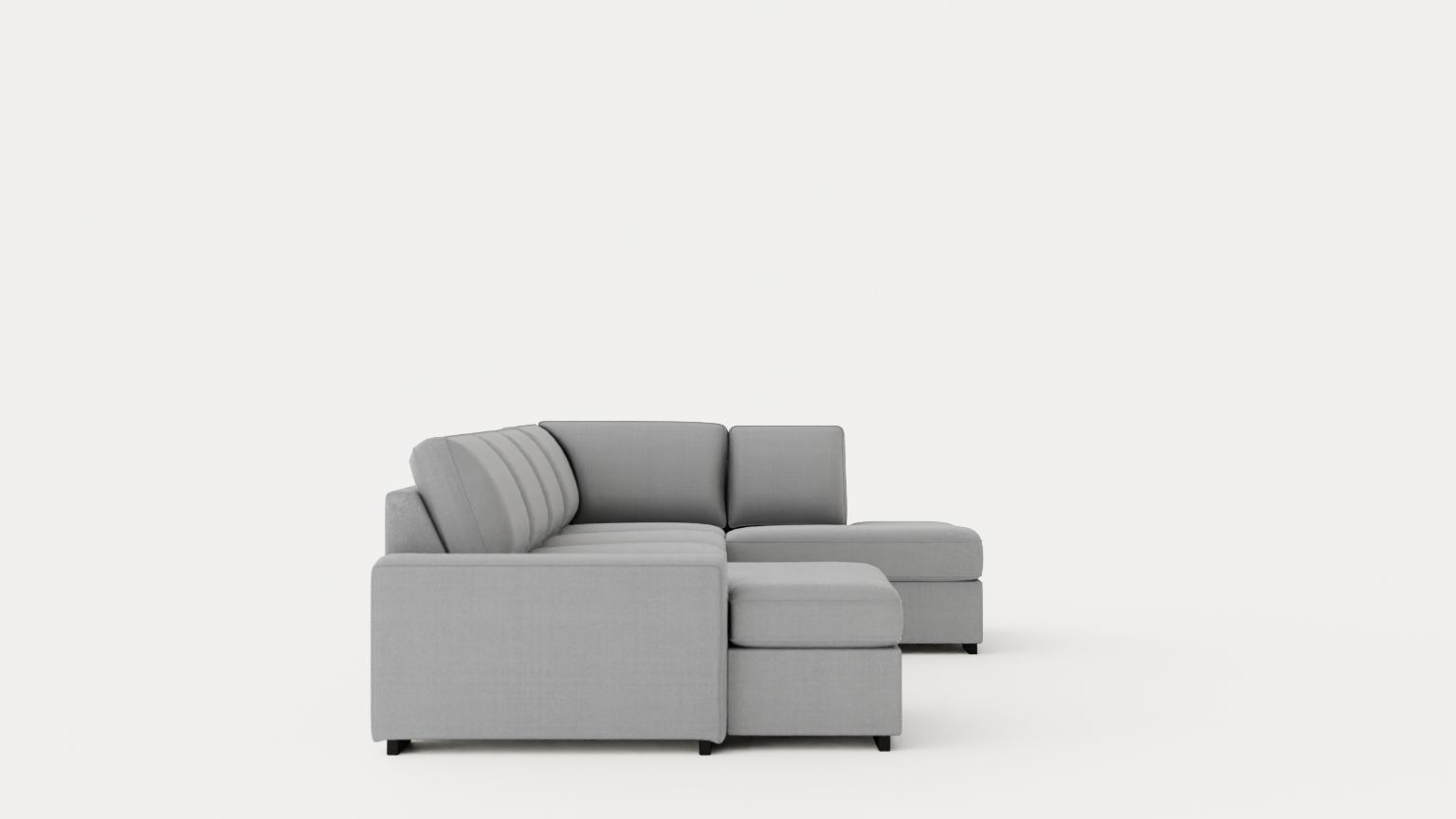 Boss U Sofa With Divan Left Gray Low-poly 3D model_2