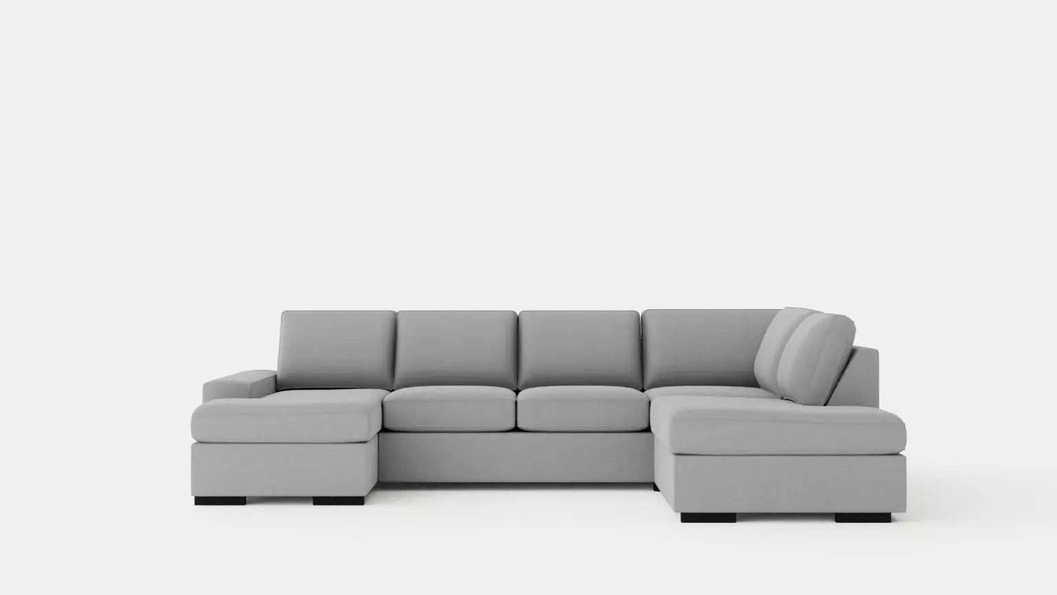 Boss U Sofa With Divan Left Gray Low-poly 3D model_0