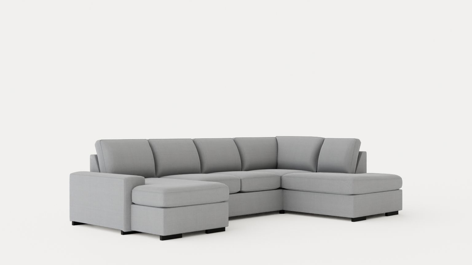 Boss U Sofa With Divan Left Gray Low-poly 3D model_1