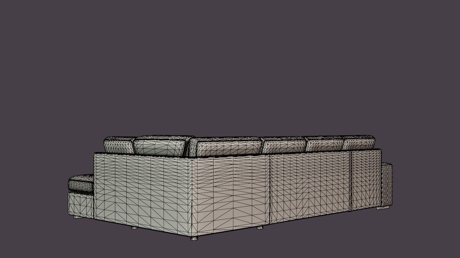 Boss U Sofa With Divan Left Gray Low-poly 3D model_6