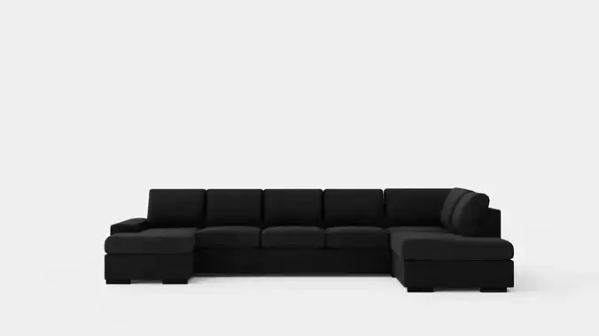 Boss U Sofa Large With Divan Left Anthracite Low-poly 3D model