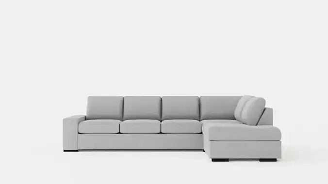 Boss 4 Seater Sofa With Chaise Lounge Right Light Gray Low-poly 3D model
