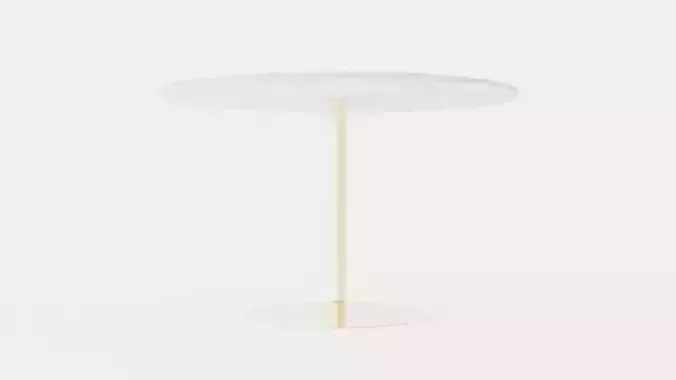 Capri Dining Table 120 Cm Around Marble White Brass