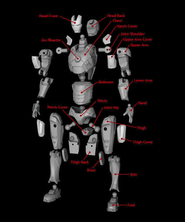 Iron Man Mark-VII Scale 1-10 Articulated Figure 3D print model_12
