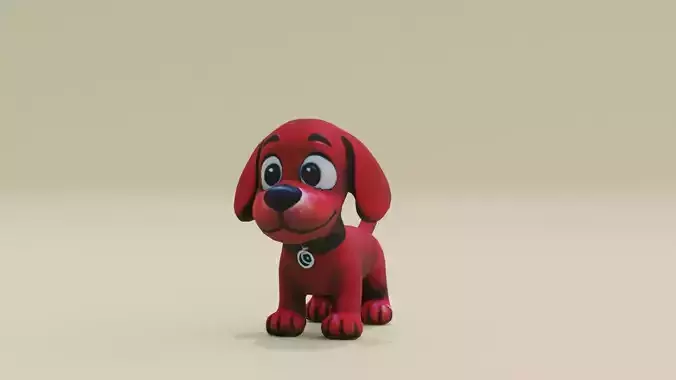 Clifford Dog Red Puppy Cartoon Low High Poly