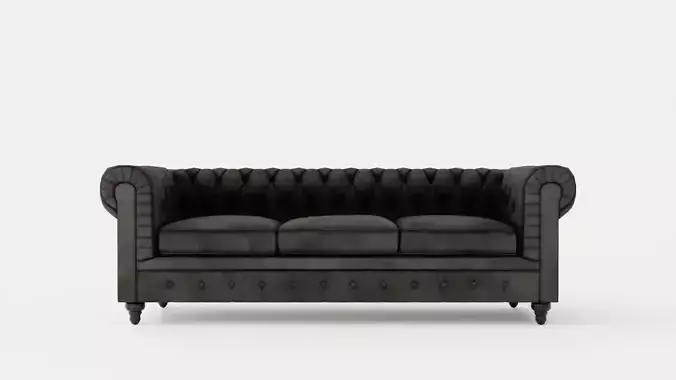 Chesterfield Luxury Velvet Sofa3 Seater Dark Gray
