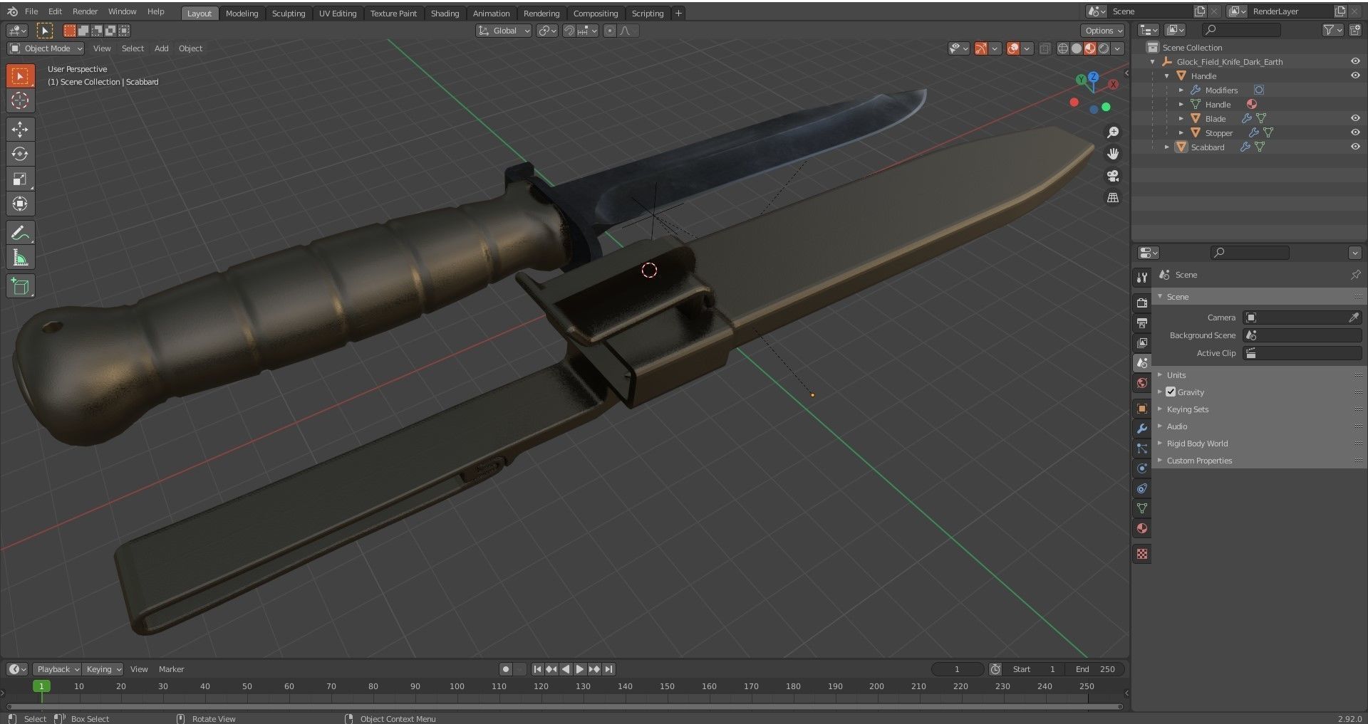 Glock Field Knife Dark Earth 3D model_15