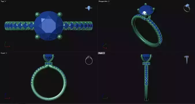 Diamond Round Engagement Ring with sidestones 