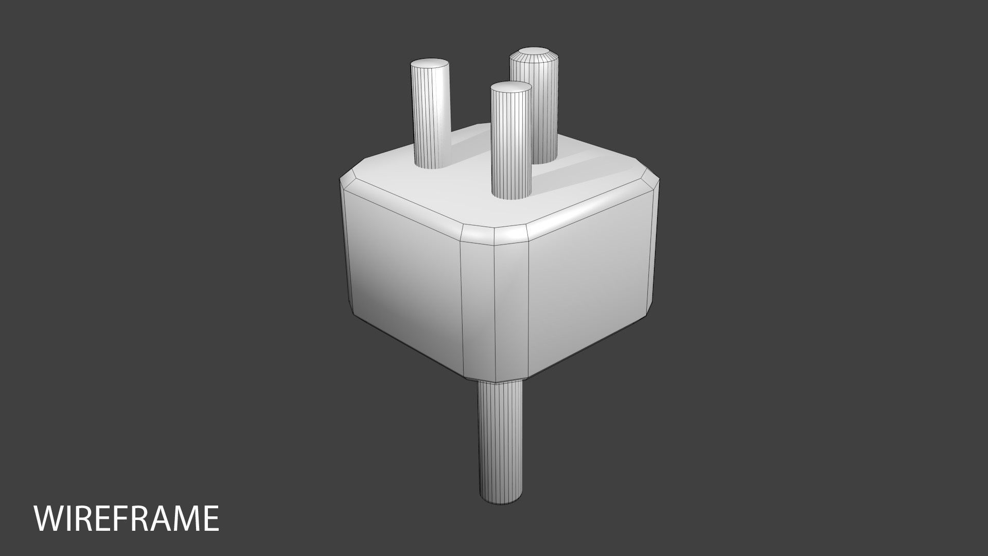 AC Power Plug Type D 3D model_3
