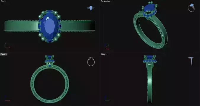 Double Prong Diamond Oval Engagement Ring 