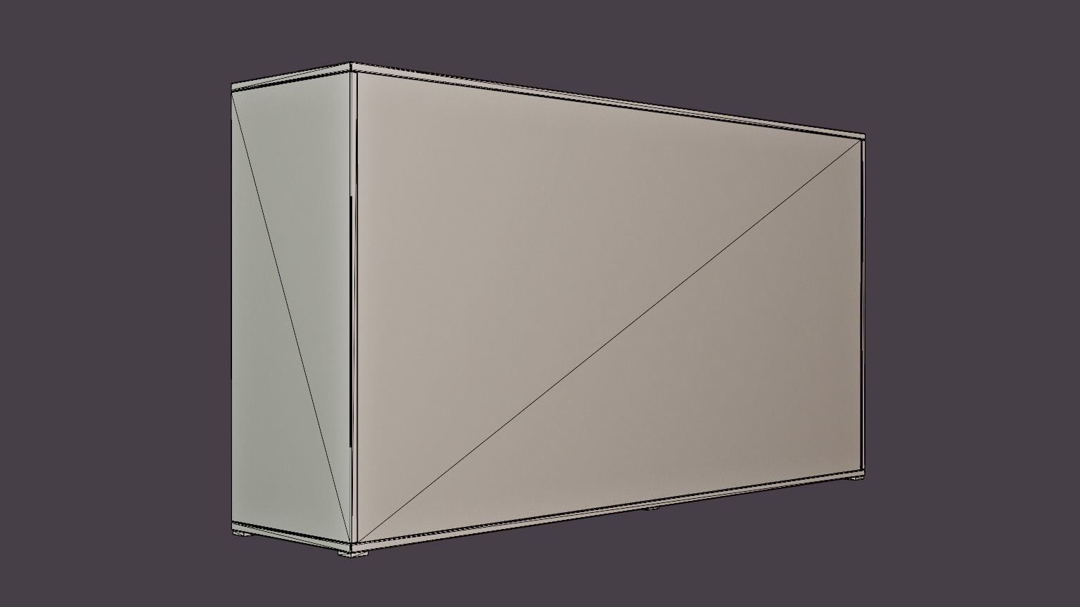 Compact Bed Cabinet 90x200 Horizontally White Low-poly 3D model_6