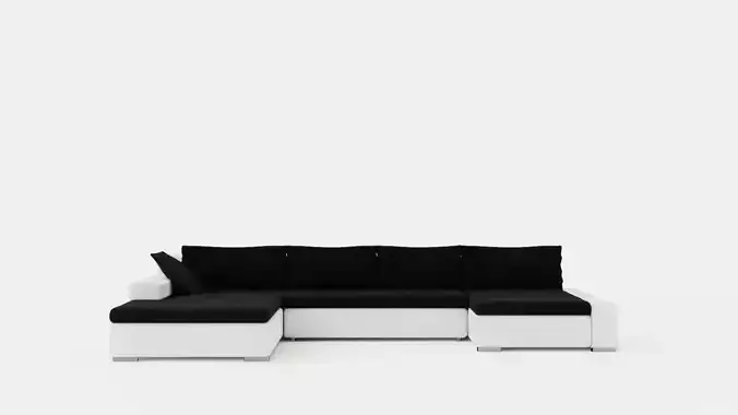 Cillo U Bed Sofa Reversible Artificial Leather Black And White Low-poly 3D model