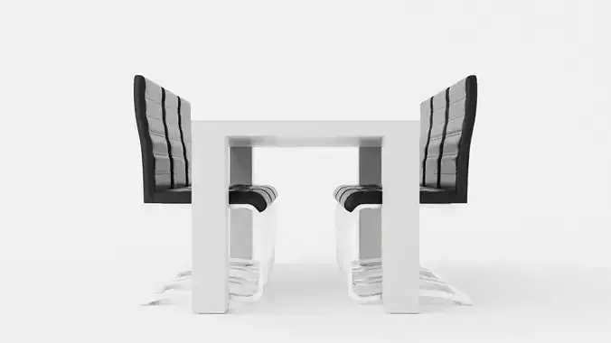 Cibus Food Group With 6 Chairs White Black Artificial Leather