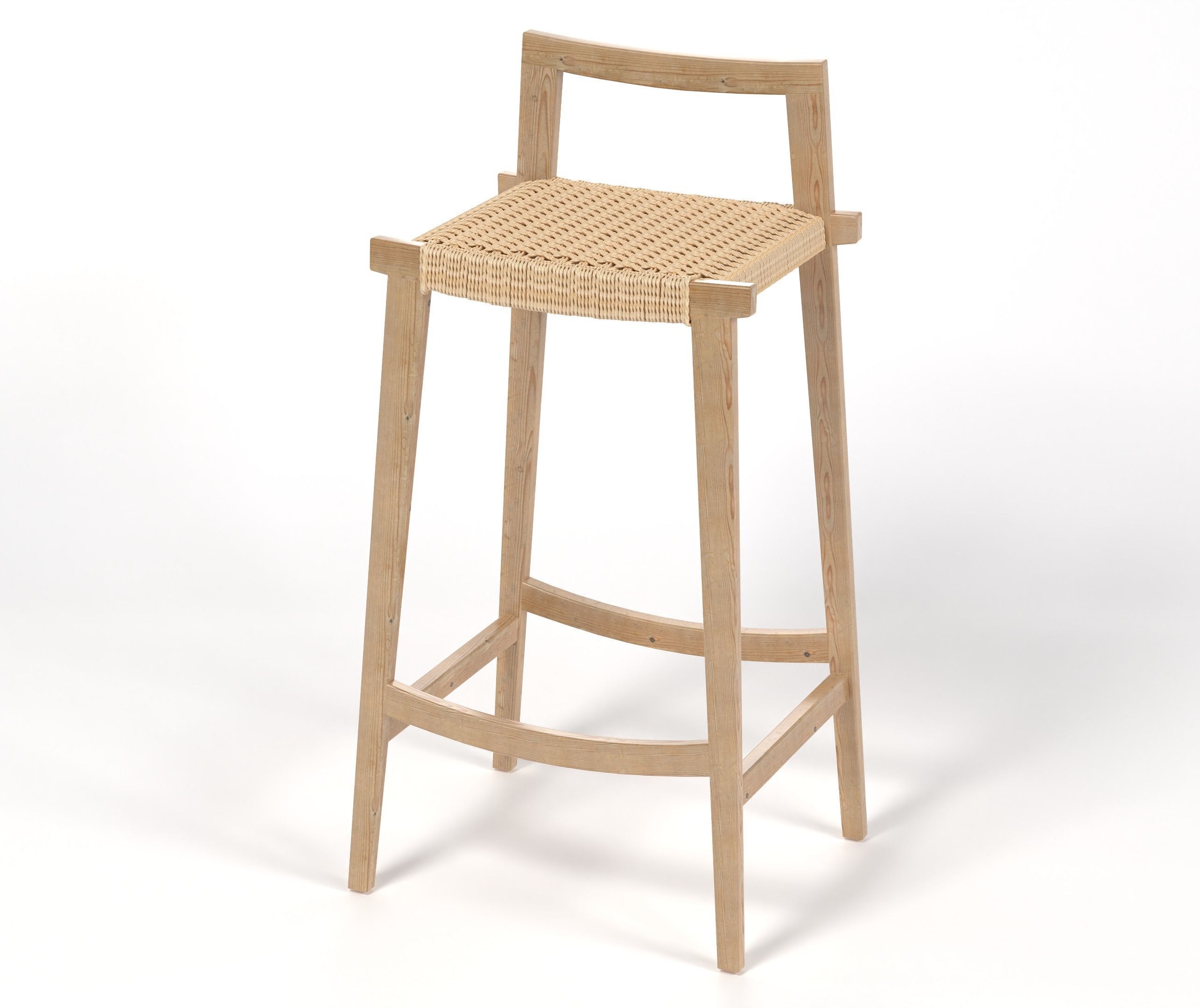 Wooden Bar Stool from La Redoute  3D model_3