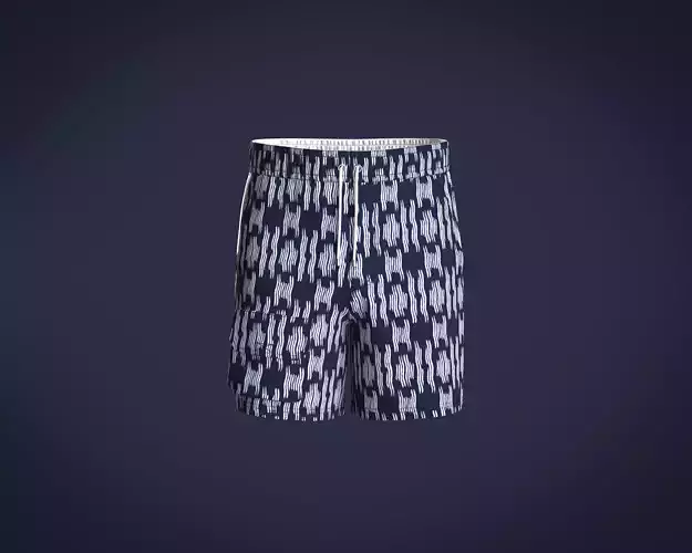 Mens Cargo Shorts with shibori dye print and white tipping  3D model