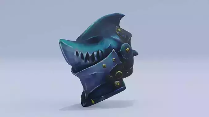 Helmet stylized Shark Equipement Low High Poly Low-poly 3D model