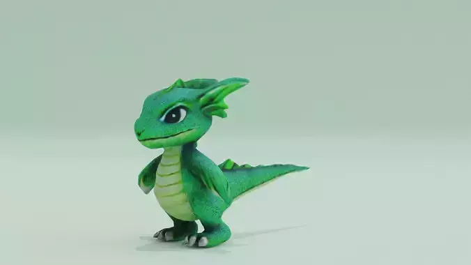 Dragon Baby A-pose Low High Poly