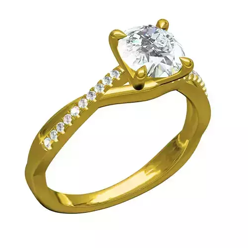 Round Diamond with Twisted Band Engagement Ring