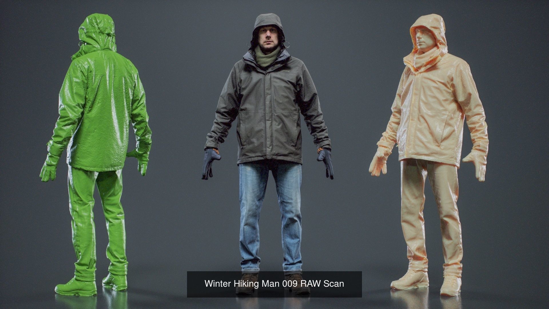 9 A-Pose Male Character RAW Scans 3D Model Collection_1