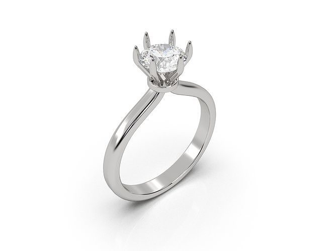 88 Round diamond engagement ring 3D print model
