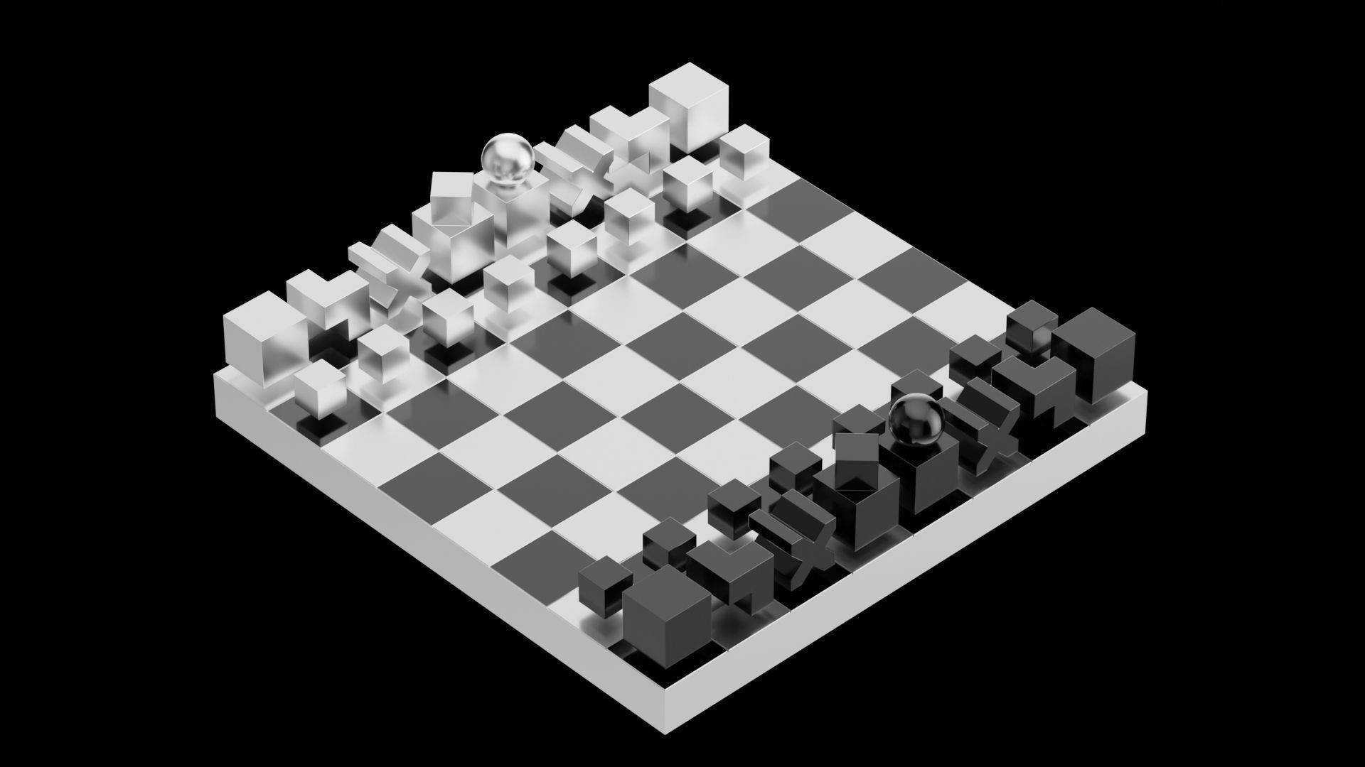 Geometrical Chess Low-poly 3D model_2