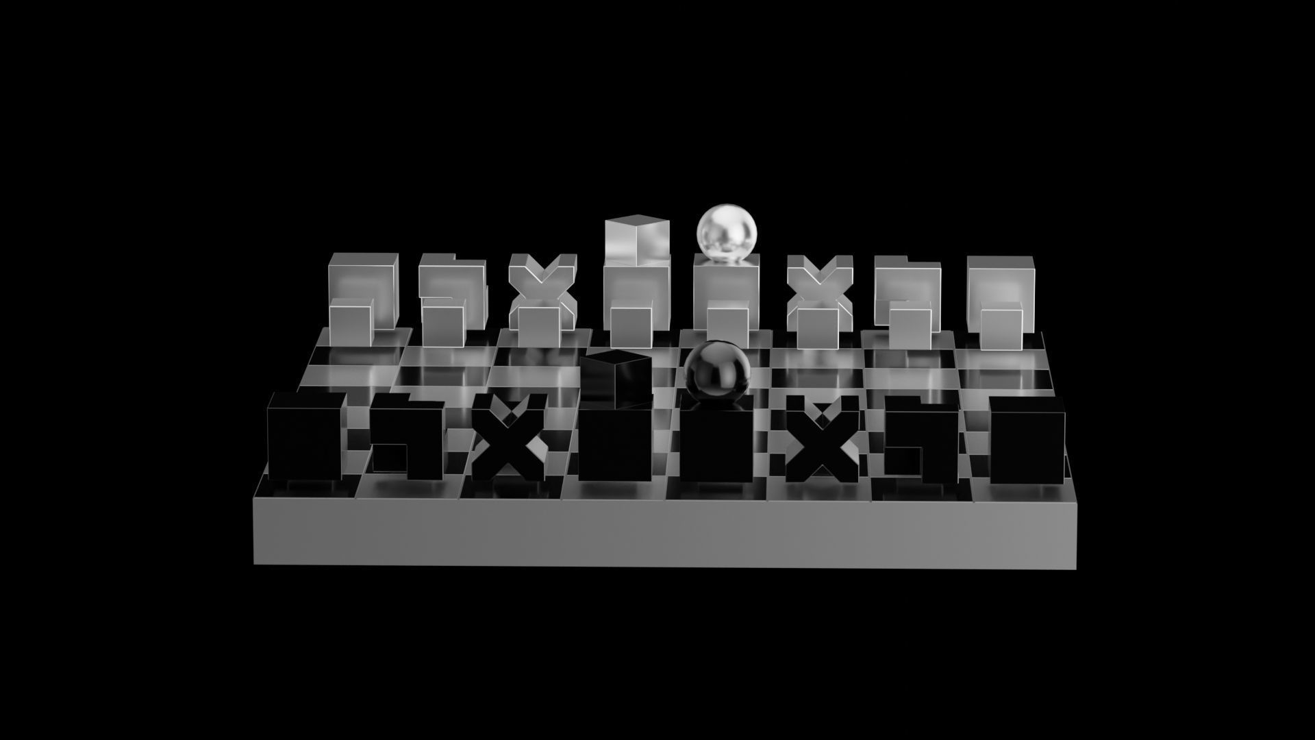 Geometrical Chess Low-poly 3D model_1