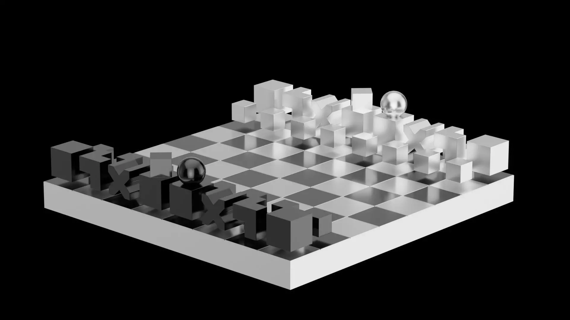 Geometrical Chess Low-poly 3D model_0