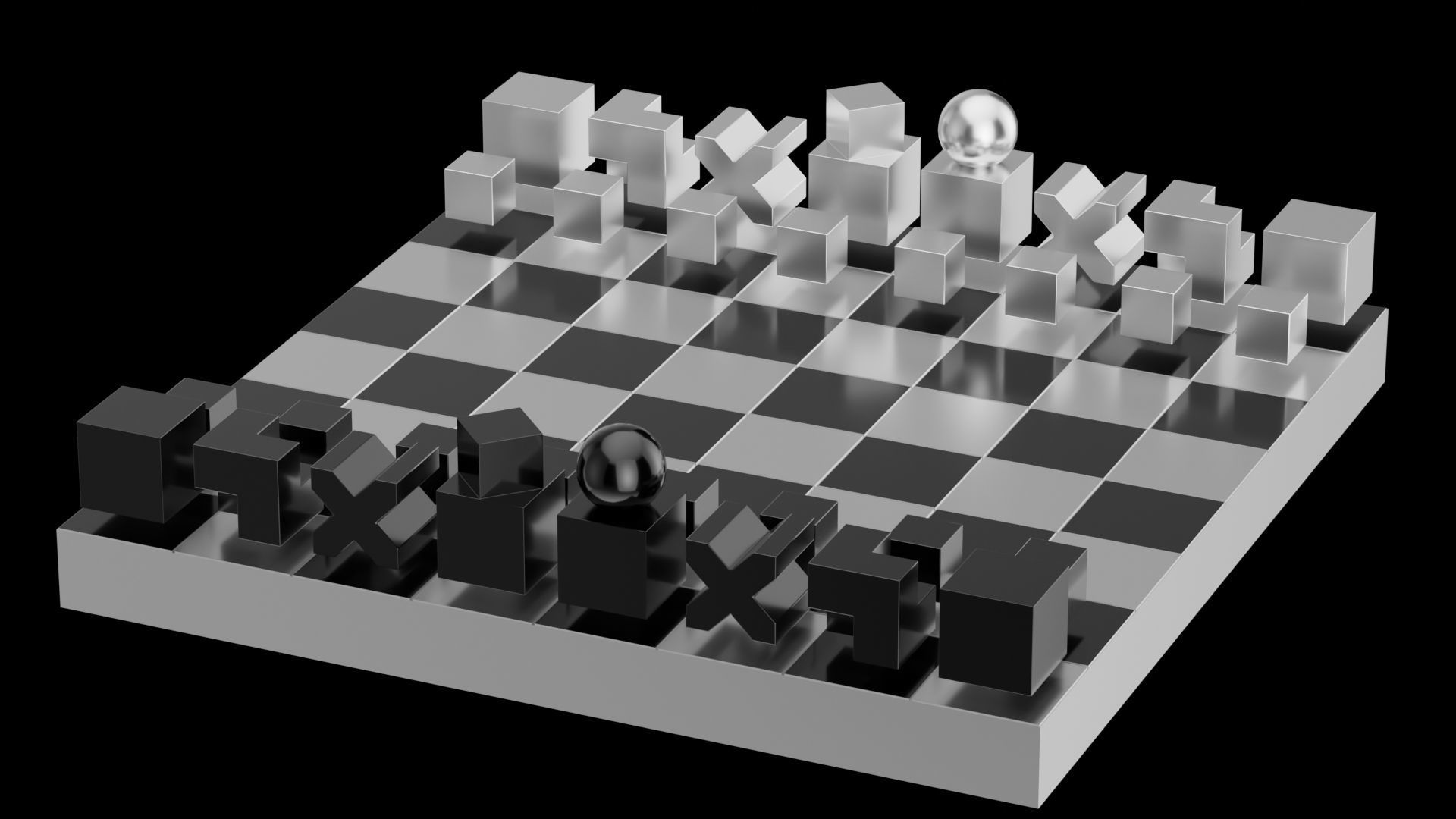 Geometrical Chess Low-poly 3D model_8