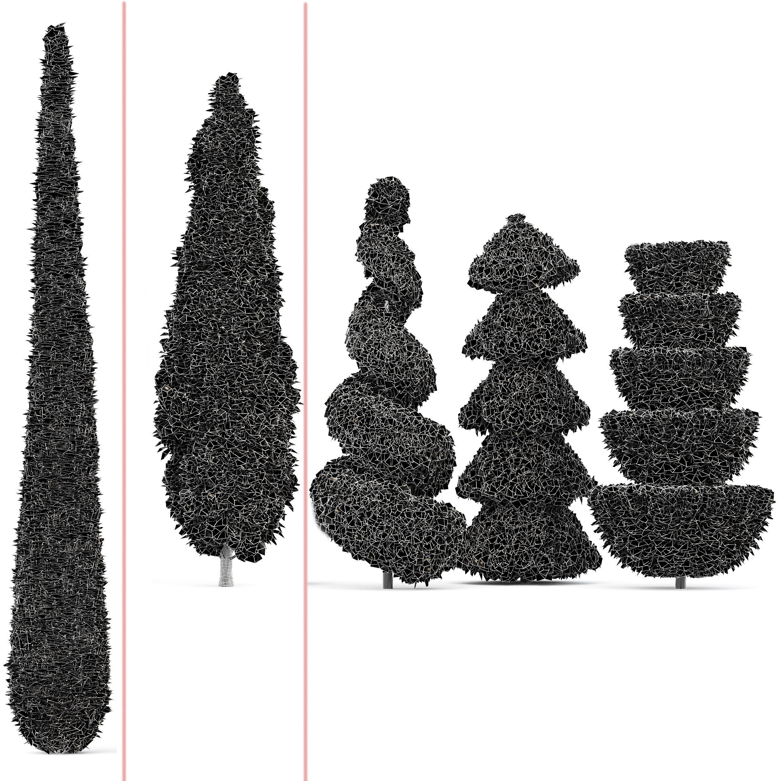 Pruned cedar trees 3D model_4