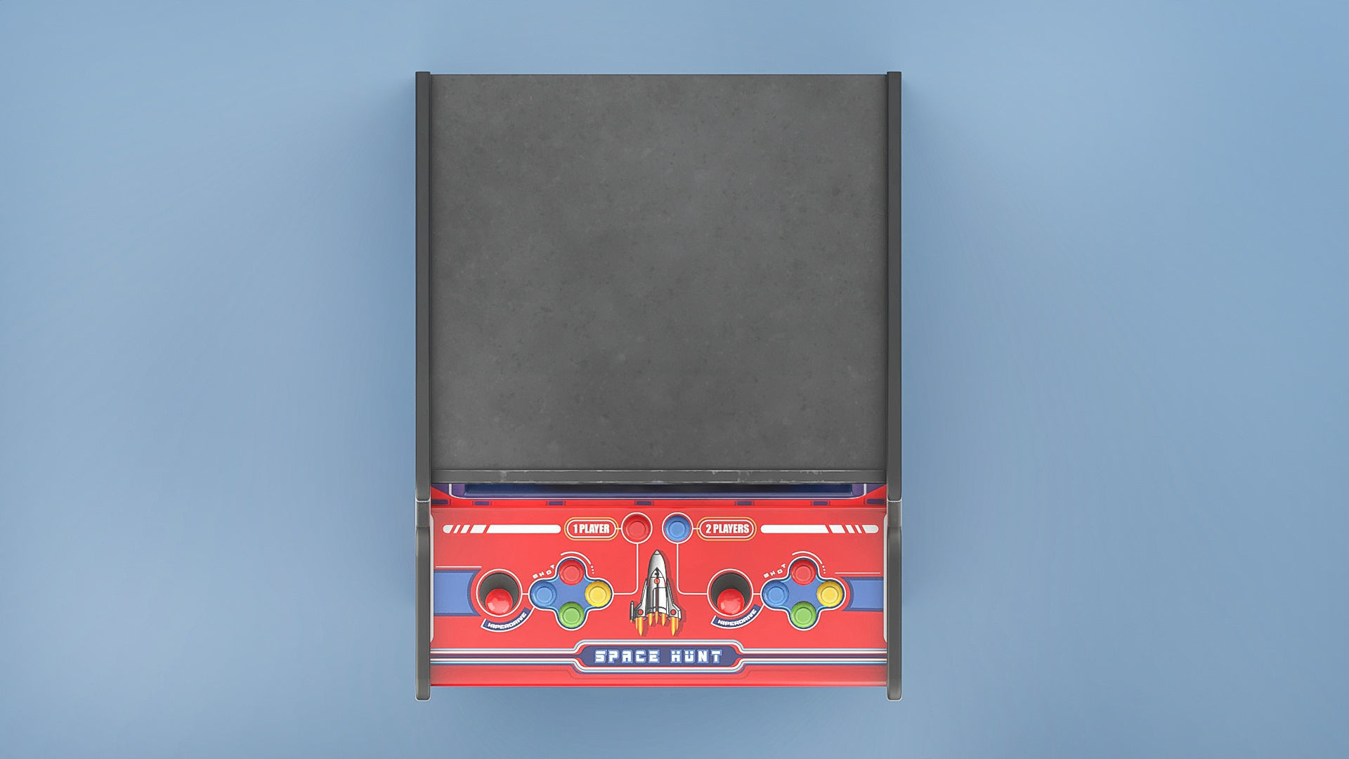 Space hunt Arcade Machine Low-poly 3D model_7