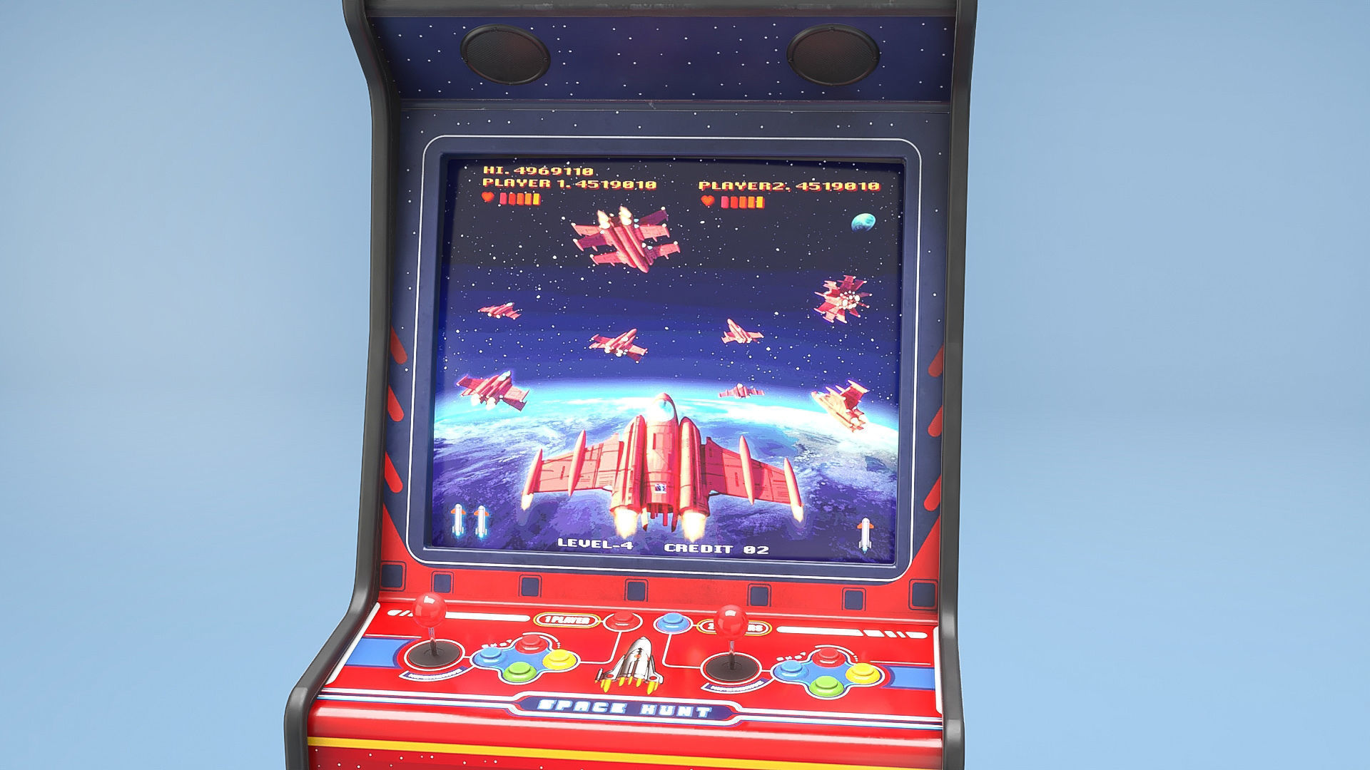 Space hunt Arcade Machine Low-poly 3D model_9